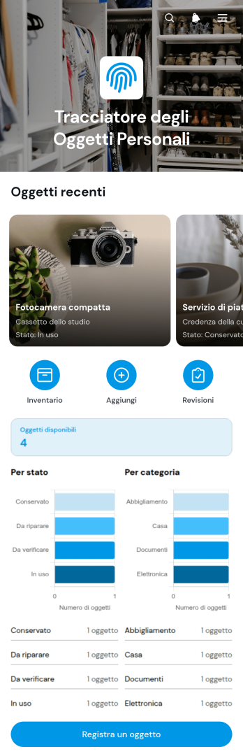 Applicazione per il Monitoraggio degli Effetti Personali