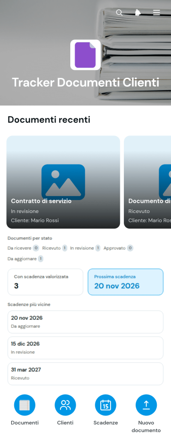 Applicazione per il Monitoraggio dei Documenti dei Clienti