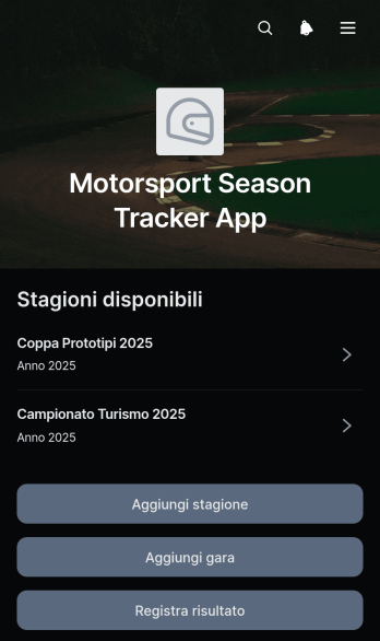 Applicazione per il Monitoraggio della Stagione Motoristica