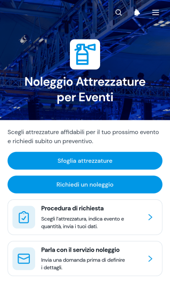 Applicazione per il Noleggio di Attrezzature per Eventi