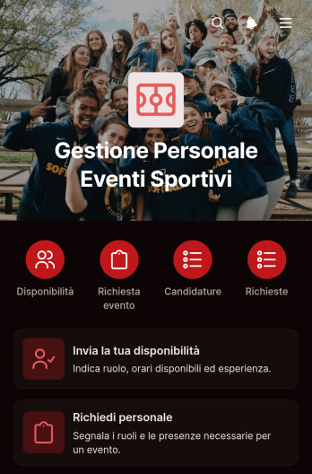 Applicazione per il Personale di Eventi Sportivi
