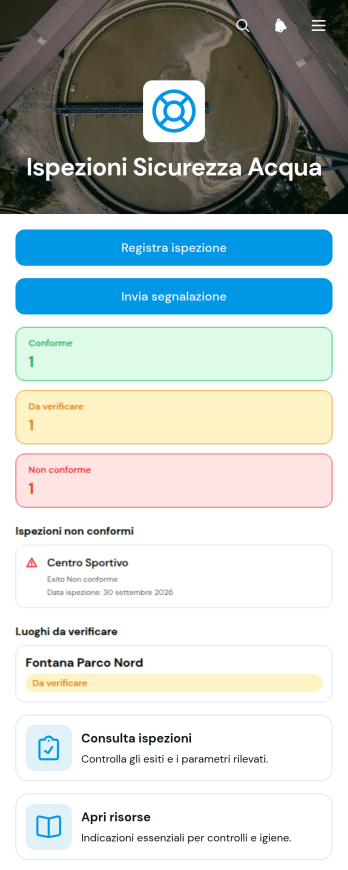 Applicazione per Ispezioni sulla Sicurezza dell’Acqua