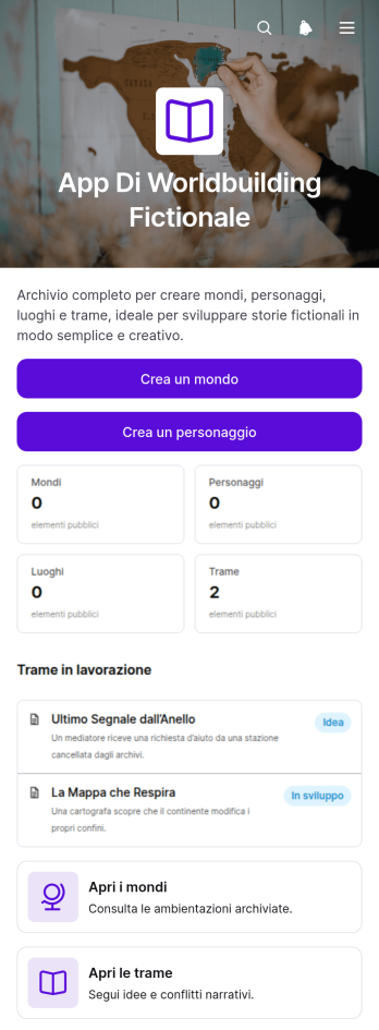 Applicazione per la Creazione di Mondi Narrativi