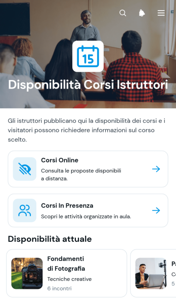 Applicazione per la Disponibilità dei Corsi degli Istruttori