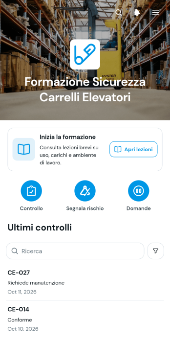 Applicazione per la Formazione sulla Sicurezza dei Carrelli Elevatori