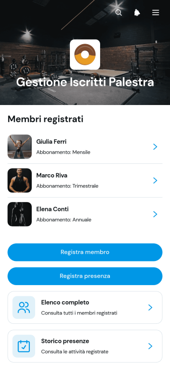 Applicazione per la Gestione degli Iscritti in Palestra