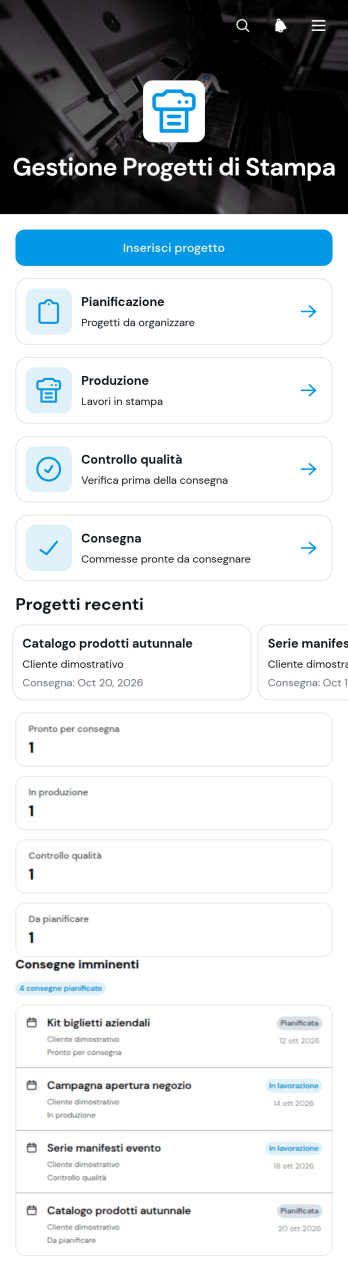 Applicazione per la Gestione dei Progetti di Stampa
