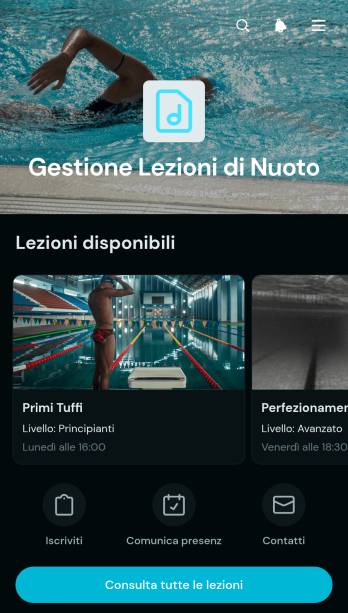Applicazione per la Gestione delle Lezioni di Nuoto