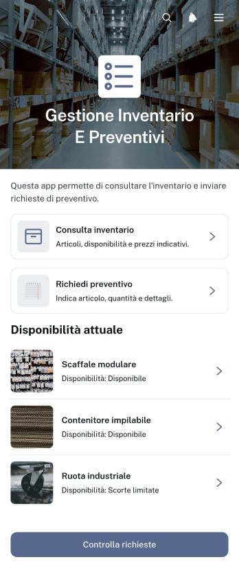 Applicazione per la Gestione dell'Inventario e dei Preventivi