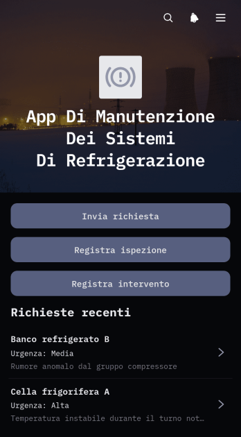 Applicazione per la Manutenzione degli Impianti di Refrigerazione