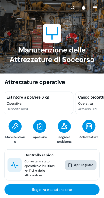 Applicazione per la Manutenzione delle Attrezzature di Soccorso