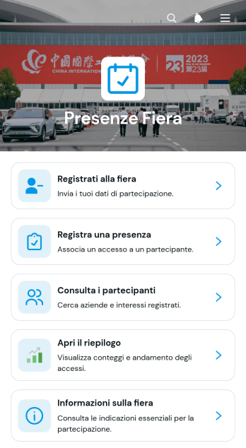 Applicazione per la Partecipazione a Fiere