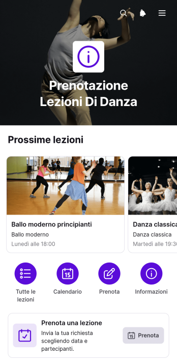 Applicazione per la Prenotazione di Lezioni di Danza