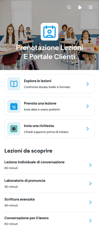 Applicazione per la Prenotazione di Lezioni e Portale Clienti