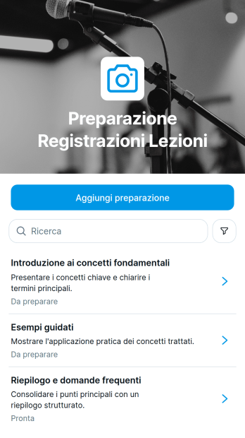 Applicazione per la Preparazione alla Registrazione delle Lezioni