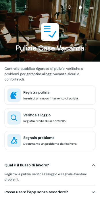 Applicazione per la Pulizia di Case Vacanze