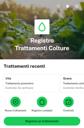 Applicazione per la Registrazione dei Trattamenti delle Colture