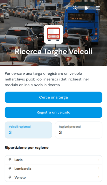 Applicazione per la Ricerca dell’Immatricolazione dei Veicoli