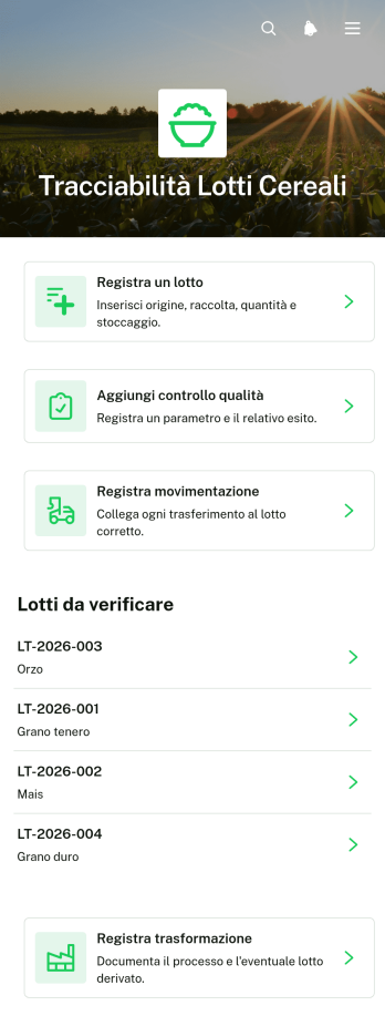 Applicazione per la Tracciabilità dei Lotti di Cereali