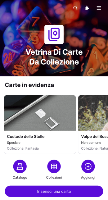 Applicazione per la Vetrina di Carte da Collezione