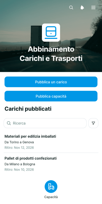 Applicazione per l'Abbinamento dei Carichi Merci