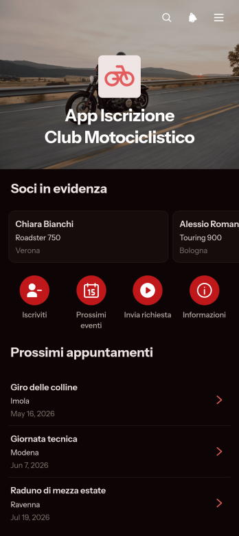 Applicazione per l’Adesione a un Motoclub