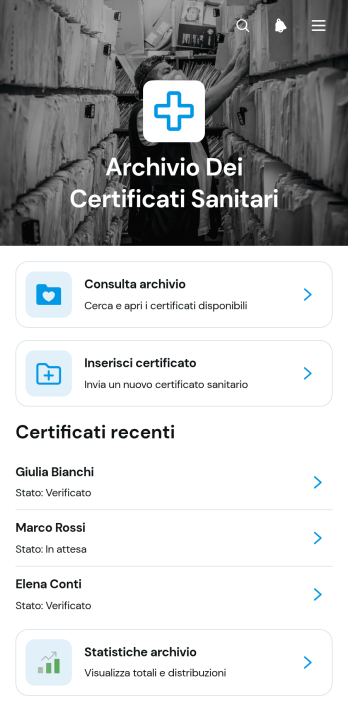 Applicazione per l’Archivio dei Certificati Sanitari