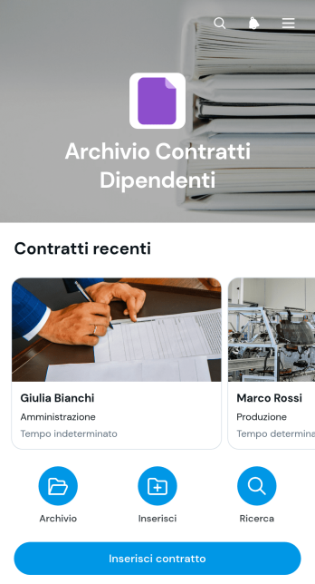 Applicazione per l'Archivio dei Contratti dei Dipendenti