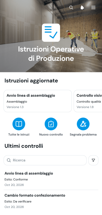 Applicazione per le Istruzioni di Lavoro in Produzione