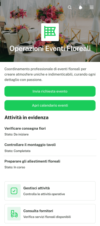 Applicazione per le Operazioni di Eventi Floreali