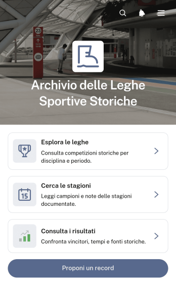 Applicazione per Leghe Sportive Storiche