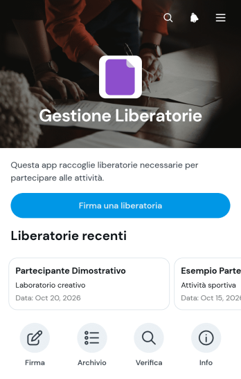 Applicazione per Liberatorie di Responsabilità