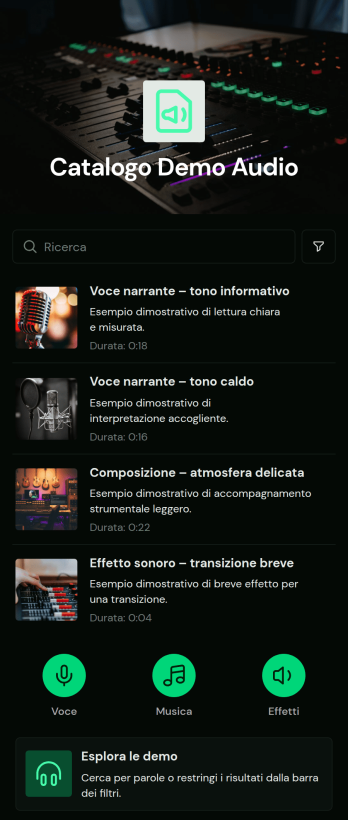 Applicazione per Libreria di Dimostrazioni Audio