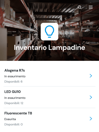 Applicazione per l'Inventario di Lampadine
