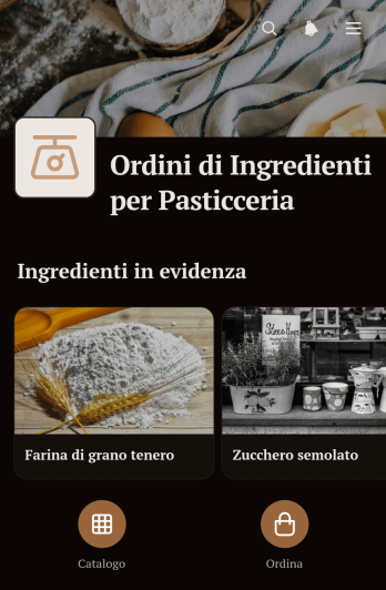 Applicazione per Ordinare Ingredienti per Prodotti da Forno