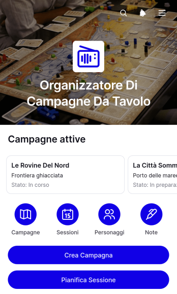 Applicazione per Organizzare Campagne di Gioco da Tavolo