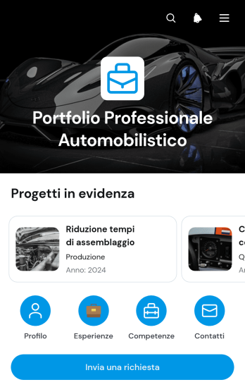 Applicazione per Portfolio Professionale nel Settore Automobilistico