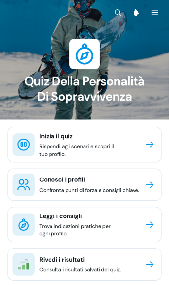 Applicazione per Quiz sulla Personalità di Sopravvivenza