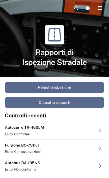 Applicazione per Registri di Ispezioni su Strada