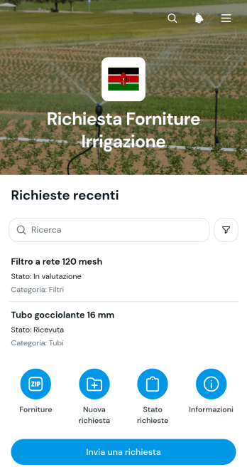 Applicazione per Richieste di Forniture per Irrigazione