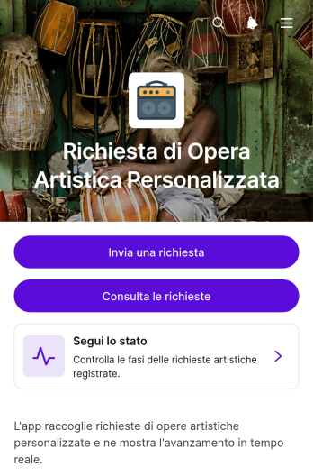 Applicazione per Richieste di Opere d’Arte Personalizzate