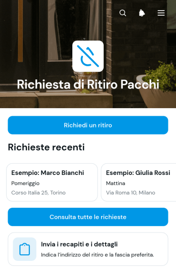 Applicazione per Richieste di Ritiro Pacchi