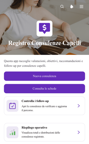 Applicazione per Schede di Consulenza sui Capelli