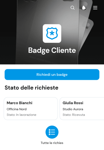 Applicazione per Tesserini Clienti