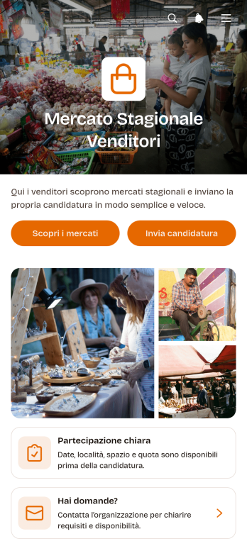 Applicazione per Venditori di Mercati Stagionali