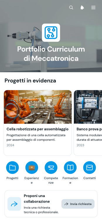Applicazione Portfolio per Curriculum di Meccatronica