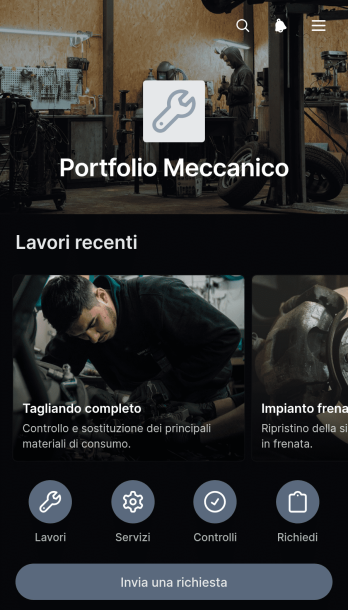Applicazione Portfolio per Meccanico