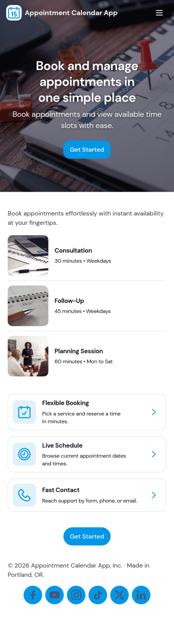 Appointment Calendar App Template