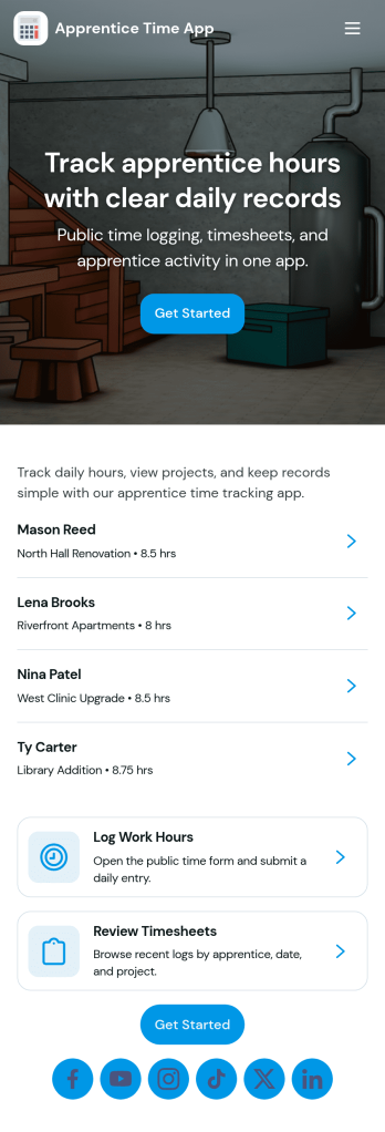 Apprentice Time App Template