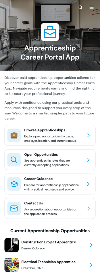 Apprenticeship Career Portal App Template
